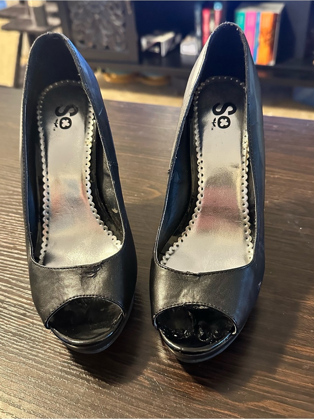 Peep-Toe High Heels - Black - SO - 8